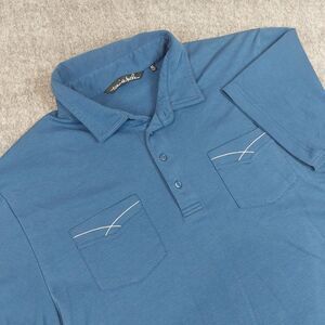 Travis Mathew Mens Size XL Golf Polo Shirt Blue Gray Pima Cotton Stretch Western